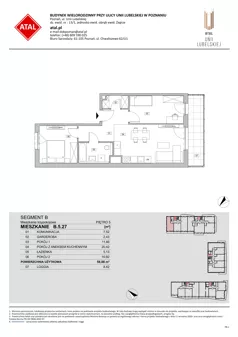 3 pokoje, mieszkanie 58,08 m², piętro 5, oferta nr B.5.27, ATAL Unii Lubelskiej, Poznań, Rataje, Starołęka, ul. Heleny Tadeuszak