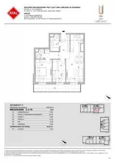 3 pokoje, mieszkanie 64,83 m², piętro 5, oferta nr C.5.79, ATAL Unii Lubelskiej, Poznań, Rataje, Starołęka, ul. Heleny Tadeuszak