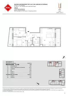 3 pokoje, mieszkanie 61,87 m², piętro 5, oferta nr C.5.80, ATAL Unii Lubelskiej, Poznań, Rataje, Starołęka, ul. Heleny Tadeuszak
