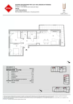 3 pokoje, mieszkanie 65,64 m², piętro 5, oferta nr D.5.152, ATAL Unii Lubelskiej, Poznań, Rataje, Starołęka, ul. Heleny Tadeuszak