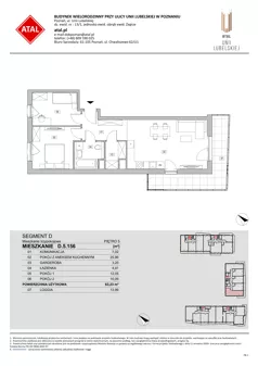 3 pokoje, mieszkanie 63,23 m², piętro 5, oferta nr D.5.156, ATAL Unii Lubelskiej, Poznań, Rataje, Starołęka, ul. Heleny Tadeuszak