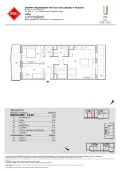3 pokoje, mieszkanie 68,28 m², piętro 6, oferta nr B.6.28, ATAL Unii Lubelskiej, Poznań, Rataje, Starołęka, ul. Heleny Tadeuszak