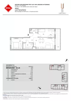 3 pokoje, mieszkanie 57,98 m², piętro 6, oferta nr B.6.30, ATAL Unii Lubelskiej, Poznań, Rataje, Starołęka, ul. Heleny Tadeuszak