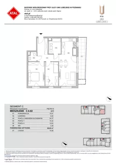 3 pokoje, mieszkanie 66,60 m², piętro 6, oferta nr C.6.82, ATAL Unii Lubelskiej, Poznań, Rataje, Starołęka, ul. Heleny Tadeuszak