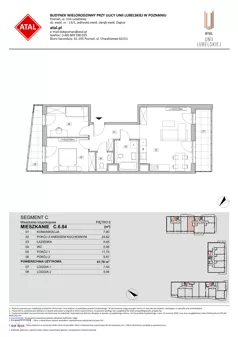 3 pokoje, mieszkanie 61,78 m², piętro 6, oferta nr C.6.84, ATAL Unii Lubelskiej, Poznań, Rataje, Starołęka, ul. Heleny Tadeuszak