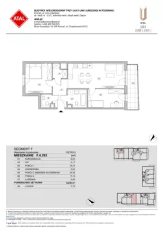 3 pokoje, mieszkanie 64,93 m², piętro 6, oferta nr F.6.292, ATAL Unii Lubelskiej, Poznań, Rataje, Starołęka, ul. Heleny Tadeuszak