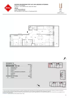 3 pokoje, mieszkanie 58,08 m², piętro 7, oferta nr B.7.33, ATAL Unii Lubelskiej, Poznań, Rataje, Starołęka, ul. Heleny Tadeuszak