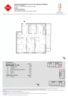 3 pokoje, mieszkanie 66,78 m², piętro 7, oferta nr C.7.86, ATAL Unii Lubelskiej, Poznań, Rataje, Starołęka, ul. Heleny Tadeuszak
