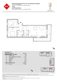 3 pokoje, mieszkanie 64,26 m², piętro 7, oferta nr D.7.166, ATAL Unii Lubelskiej, Poznań, Rataje, Starołęka, ul. Heleny Tadeuszak
