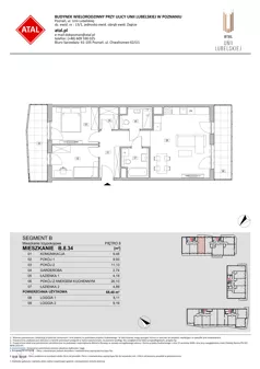 3 pokoje, mieszkanie 68,48 m², piętro 8, oferta nr B.8.34, ATAL Unii Lubelskiej, Poznań, Rataje, Starołęka, ul. Heleny Tadeuszak