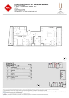 3 pokoje, mieszkanie 61,89 m², piętro 8, oferta nr C.8.92, ATAL Unii Lubelskiej, Poznań, Rataje, Starołęka, ul. Heleny Tadeuszak