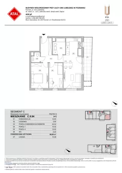 3 pokoje, mieszkanie 66,60 m², piętro 9, oferta nr C.9.94, ATAL Unii Lubelskiej, Poznań, Rataje, Starołęka, ul. Heleny Tadeuszak