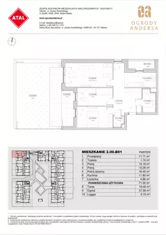 3 pokoje, mieszkanie 71,02 m², parter, oferta nr 2.00.B01, Ogrody Andersa IV, Gliwice, Wojska Polskiego, ul. J. Sowińskiego