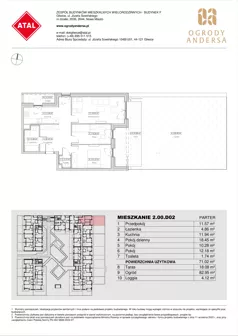 3 pokoje, mieszkanie 71,02 m², parter, oferta nr 2.00.D02, Ogrody Andersa IV, Gliwice, Wojska Polskiego, ul. J. Sowińskiego