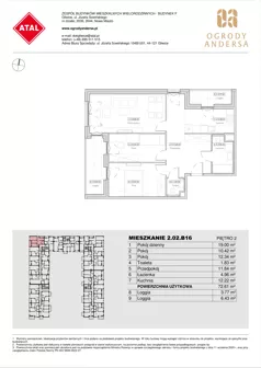 3 pokoje, mieszkanie 72,61 m², piętro 2, oferta nr 2.02.B16, Ogrody Andersa IV, Gliwice, Wojska Polskiego, ul. J. Sowińskiego