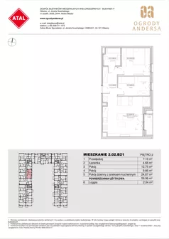 3 pokoje, mieszkanie 59,06 m², piętro 2, oferta nr 2.02.B21, Ogrody Andersa IV, Gliwice, Wojska Polskiego, ul. J. Sowińskiego