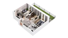 3 pokoje, mieszkanie 51,36 m², piętro 3, oferta nr 2.03.E33, Ogrody Andersa IV, Gliwice, Wojska Polskiego, ul. J. Sowińskiego