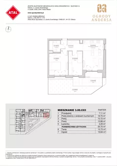 3 pokoje, mieszkanie 51,36 m², piętro 3, oferta nr 2.03.E33, Ogrody Andersa IV, Gliwice, Wojska Polskiego, ul. J. Sowińskiego