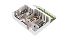 3 pokoje, mieszkanie 51,36 m², piętro 3, oferta nr 2.03.E33, Ogrody Andersa IV, Gliwice, Wojska Polskiego, ul. J. Sowińskiego