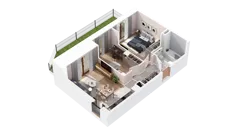 3 pokoje, mieszkanie 51,36 m², piętro 3, oferta nr 2.03.E33, Ogrody Andersa IV, Gliwice, Wojska Polskiego, ul. J. Sowińskiego