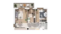 3 pokoje, mieszkanie 60,83 m², piętro 1, oferta nr 3.01.C07, Ogrody Andersa IV, Gliwice, Wojska Polskiego, ul. J. Sowińskiego