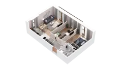 3 pokoje, mieszkanie 60,83 m², piętro 1, oferta nr 3.01.C07, Ogrody Andersa IV, Gliwice, Wojska Polskiego, ul. J. Sowińskiego