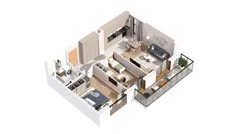3 pokoje, mieszkanie 60,83 m², piętro 1, oferta nr 3.01.C07, Ogrody Andersa IV, Gliwice, Wojska Polskiego, ul. J. Sowińskiego