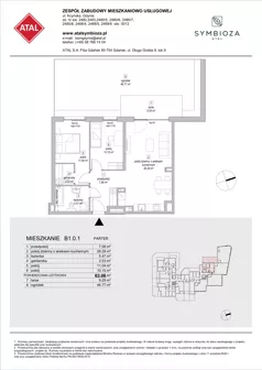 3 pokoje, mieszkanie 63,06 m², parter, oferta nr B1.0.1, ATAL Symbioza, Gdynia, Cisowa, ul. Kcyńska