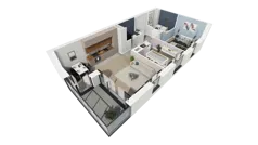 3 pokoje, mieszkanie 60,93 m², piętro 1, oferta nr B1.1.4, ATAL Symbioza, Gdynia, Cisowa, ul. Kcyńska