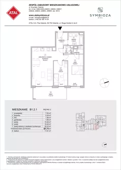 3 pokoje, mieszkanie 67,71 m², piętro 2, oferta nr B1.2.1, ATAL Symbioza, Gdynia, Cisowa, ul. Kcyńska