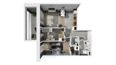 3 pokoje, mieszkanie 67,71 m², piętro 2, oferta nr B1.2.1, ATAL Symbioza, Gdynia, Cisowa, ul. Kcyńska