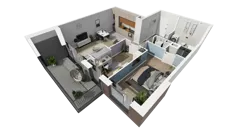 3 pokoje, mieszkanie 67,71 m², piętro 2, oferta nr B1.2.1, ATAL Symbioza, Gdynia, Cisowa, ul. Kcyńska