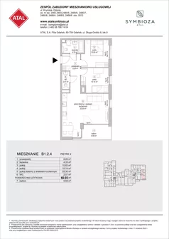3 pokoje, mieszkanie 60,93 m², piętro 2, oferta nr B1.2.4, ATAL Symbioza, Gdynia, Cisowa, ul. Kcyńska