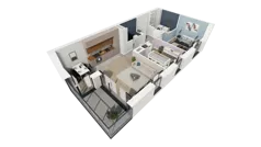 3 pokoje, mieszkanie 60,93 m², piętro 2, oferta nr B1.2.4, ATAL Symbioza, Gdynia, Cisowa, ul. Kcyńska
