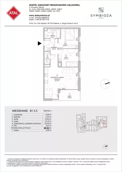 3 pokoje, mieszkanie 60,93 m², piętro 3, oferta nr B1.3.5, ATAL Symbioza, Gdynia, Cisowa, ul. Kcyńska