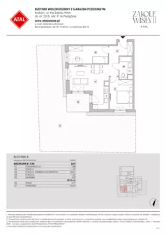 3 pokoje, mieszkanie 56,09 m², piętro 1, oferta nr B1.1.09, Zakole Wisły II, Kraków, Podgórze, ul. Na Zakolu Wisły
