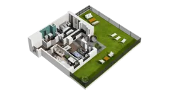3 pokoje, mieszkanie 56,09 m², piętro 1, oferta nr B1.1.09, Zakole Wisły II, Kraków, Podgórze, ul. Na Zakolu Wisły