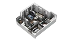 3 pokoje, mieszkanie 56,09 m², piętro 1, oferta nr B1.1.09, Zakole Wisły II, Kraków, Podgórze, ul. Na Zakolu Wisły