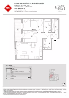 3 pokoje, mieszkanie 68,69 m², piętro 1, oferta nr B1.1.10, Zakole Wisły II, Kraków, Podgórze, ul. Na Zakolu Wisły
