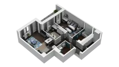 3 pokoje, mieszkanie 68,69 m², piętro 1, oferta nr B1.1.10, Zakole Wisły II, Kraków, Podgórze, ul. Na Zakolu Wisły