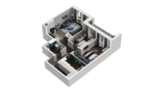 3 pokoje, mieszkanie 68,69 m², piętro 1, oferta nr B1.1.10, Zakole Wisły II, Kraków, Podgórze, ul. Na Zakolu Wisły