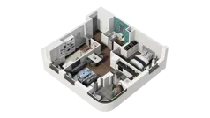 3 pokoje, mieszkanie 56,09 m², piętro 2, oferta nr B1.2.16, Zakole Wisły II, Kraków, Podgórze, ul. Na Zakolu Wisły