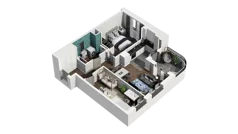 3 pokoje, mieszkanie 56,09 m², piętro 2, oferta nr B1.2.16, Zakole Wisły II, Kraków, Podgórze, ul. Na Zakolu Wisły