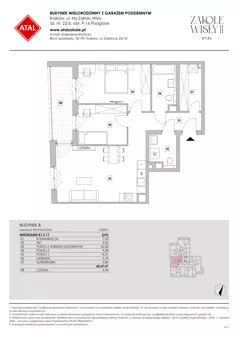 3 pokoje, mieszkanie 68,69 m², piętro 2, oferta nr B1.2.17, Zakole Wisły II, Kraków, Podgórze, ul. Na Zakolu Wisły