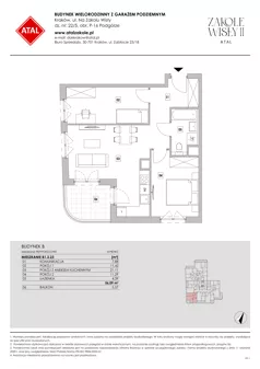 3 pokoje, mieszkanie 56,09 m², piętro 3, oferta nr B1.3.23, Zakole Wisły II, Kraków, Podgórze, ul. Na Zakolu Wisły