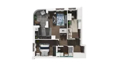 3 pokoje, mieszkanie 56,09 m², piętro 3, oferta nr B1.3.23, Zakole Wisły II, Kraków, Podgórze, ul. Na Zakolu Wisły