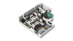 3 pokoje, mieszkanie 68,69 m², piętro 1, oferta nr B1.1.10, Zakole Wisły II, Kraków, Podgórze, ul. Na Zakolu Wisły