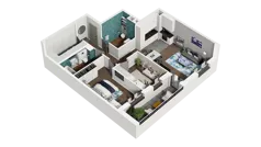 3 pokoje, mieszkanie 68,69 m², piętro 1, oferta nr B1.1.10, Zakole Wisły II, Kraków, Podgórze, ul. Na Zakolu Wisły