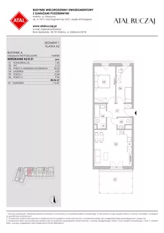 3 pokoje, mieszkanie 58,36 m², piętro 1, oferta nr A2.1.34, ATAL Ruczaj, Kraków, Łagiewniki-Borek Fałęcki, Borek Fałęcki, ul. Obozowa