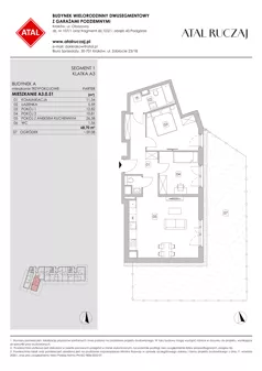 3 pokoje, mieszkanie 68,70 m², parter, oferta nr A3.0.51, ATAL Ruczaj, Kraków, Łagiewniki-Borek Fałęcki, Borek Fałęcki, ul. Obozowa